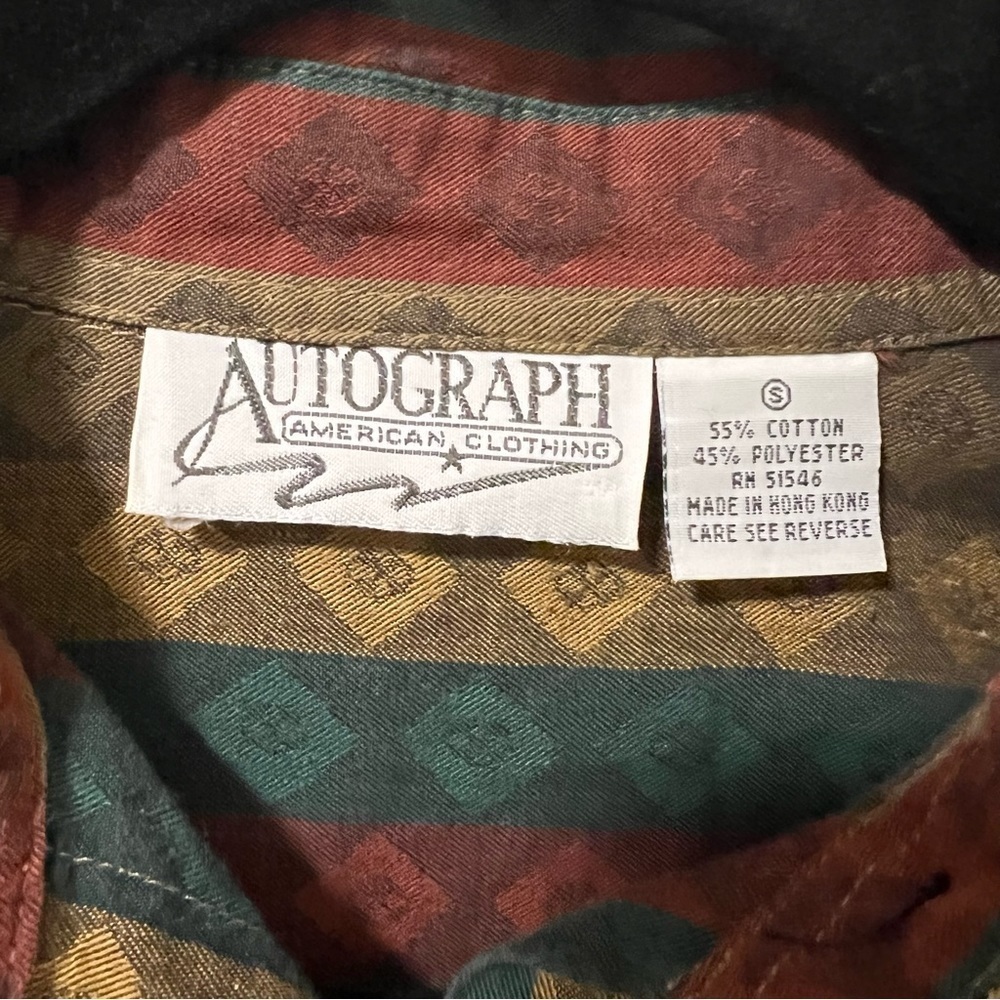 Vintage Autograph Patterned Striped Button Down S… - image 3